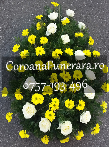 coroana trandafiri si crizanteme
